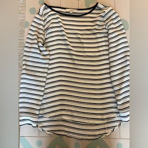 Loft Black and White Striped Long Sleeve / 3/4 Sleeve Blouse